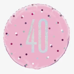 Shop Unique Party Helium Balloon 40 Years Pink And Holographic