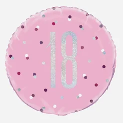 Flash Sale Unique Party Helium Balloon 18 Years Pink And Holographic