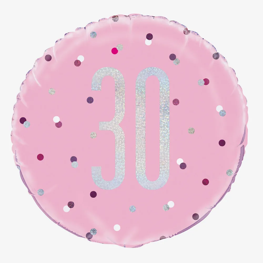 Online Unique Party Helium Balloon 30 Years Pink And Holographic