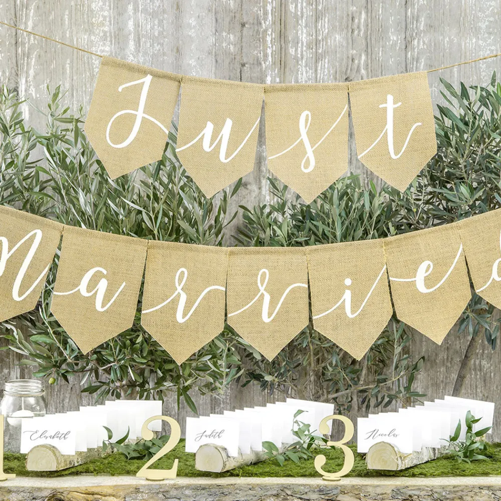 Hot Party Deco Just Married Burlap Garland