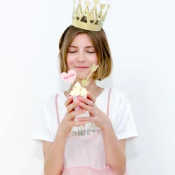 Best Party Deco Paper Crown - Glitter And Gold Hearts