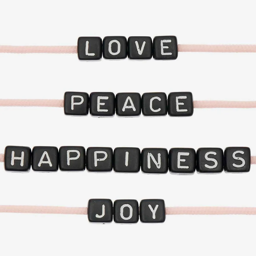 Shop Rico Design Peace & Love Square Beads Black