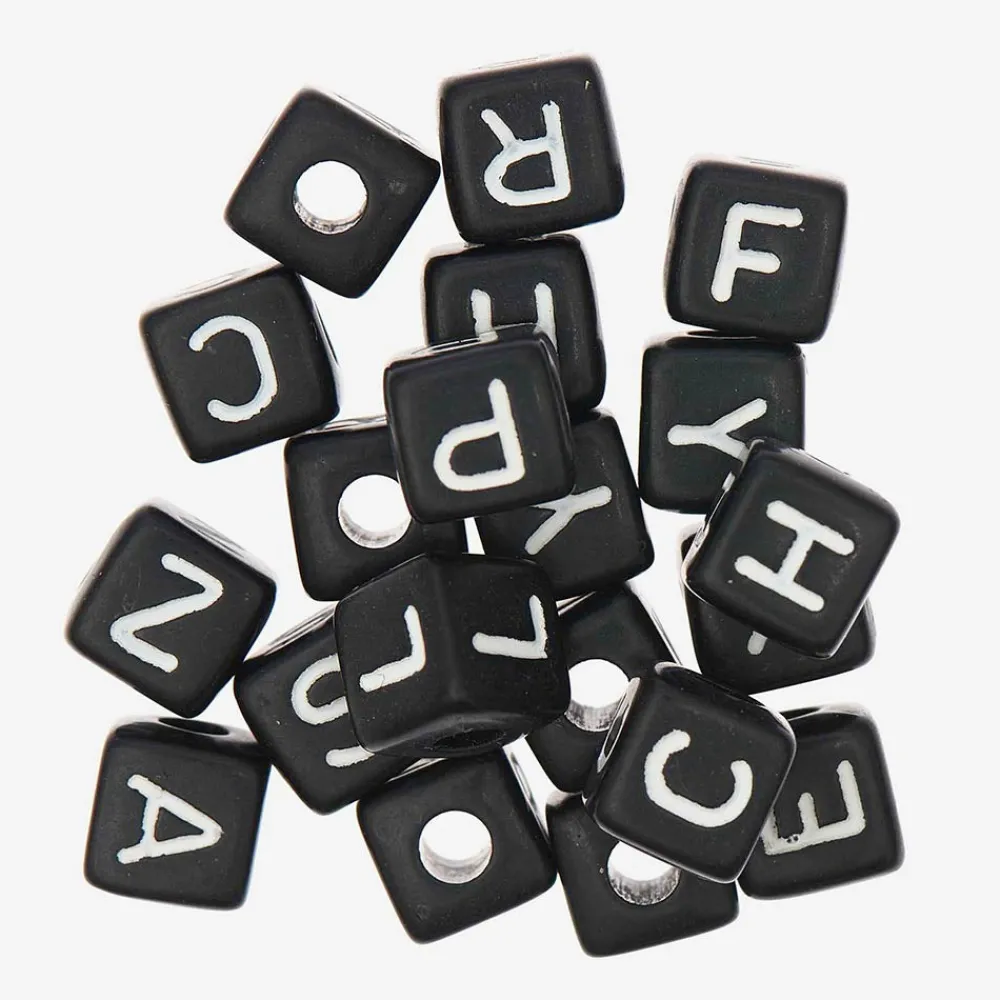 Shop Rico Design Peace & Love Square Beads Black