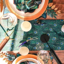 Store Arty Fêtes Factory Peacock Velvet Table Runner