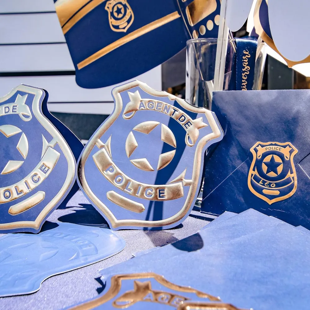 Best Sale Arty Fêtes Factory Police Badge Birthday Invitation (8)