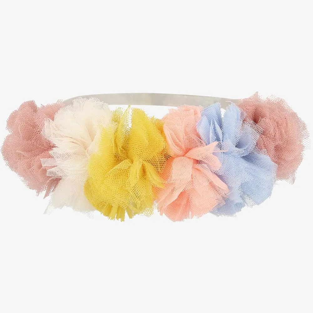 New Meri Meri Pompom Crown In Multicolored Tulle