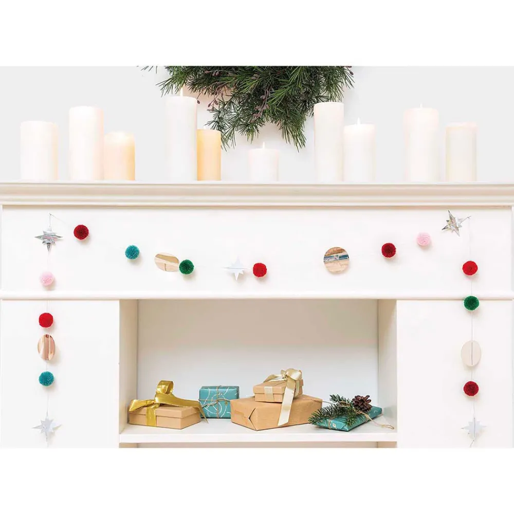 Fashion Rico Design Red And Green Pompom Garland