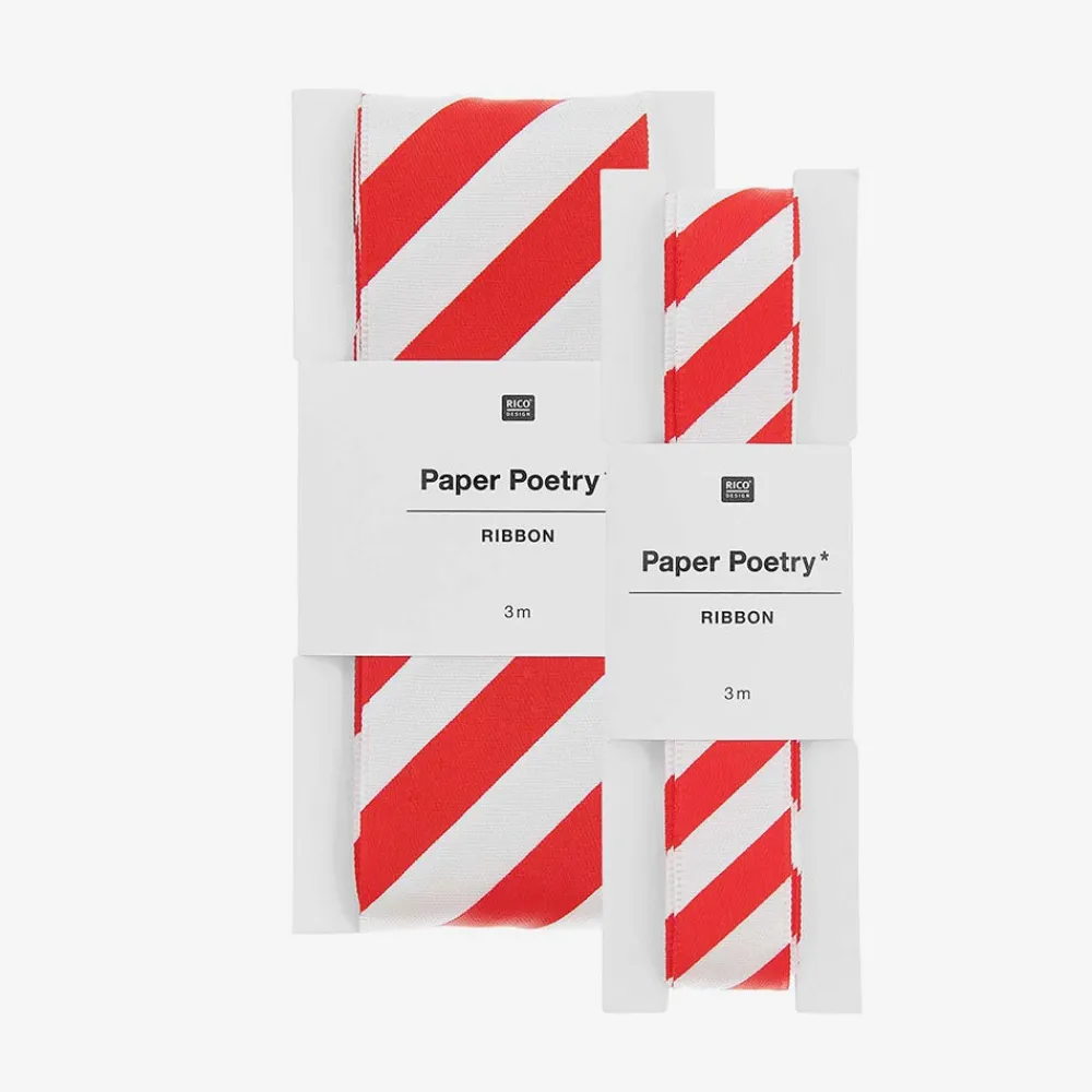 New Rico Design Red And White Satin Ribbon