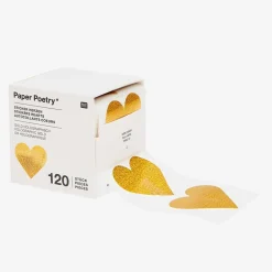 Outlet Rico Design Roll Of Iridescent Golden Heart Stickers