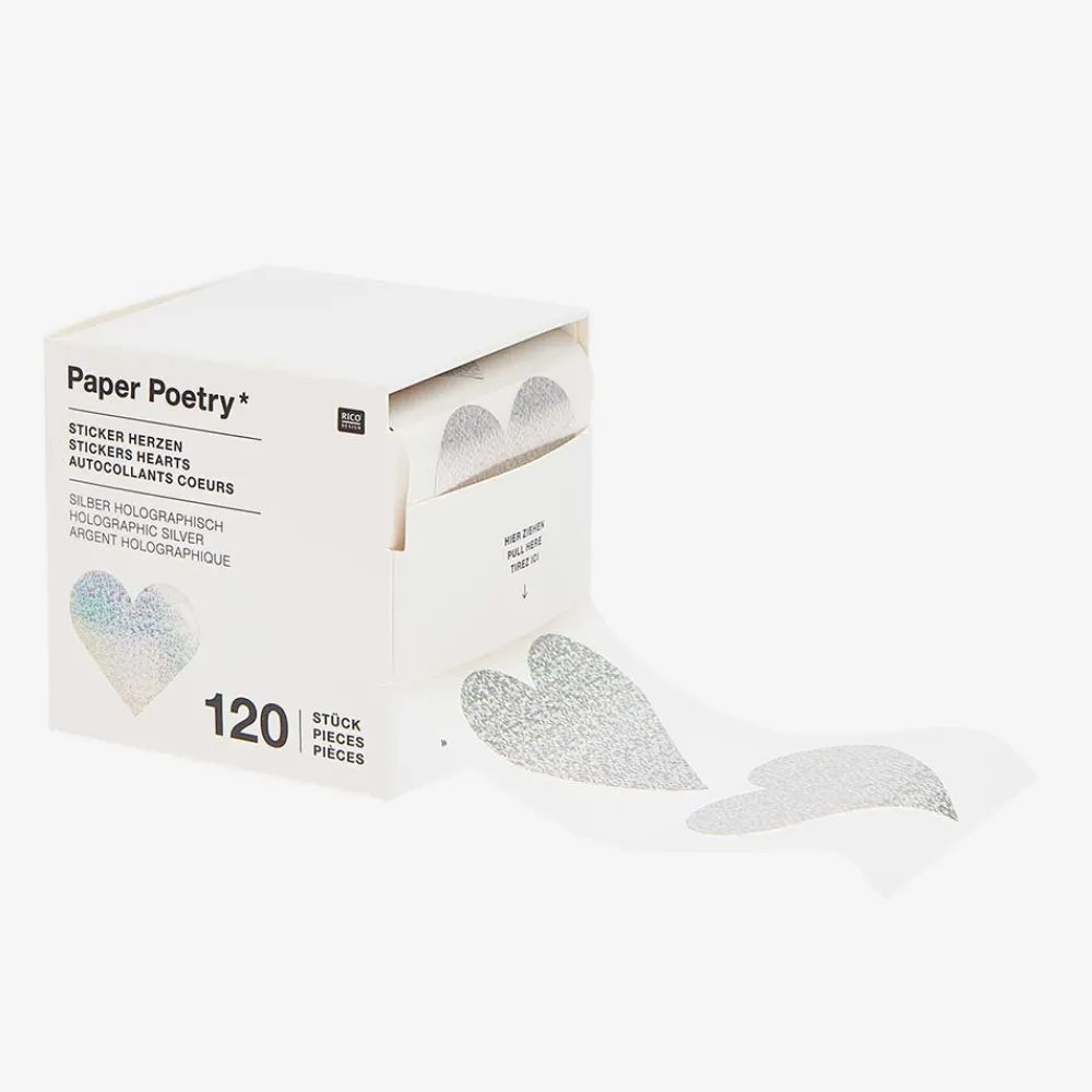 Fashion Rico Design Roll Of Iridescent Heart Stickers