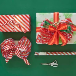 Cheap Rico Design Roll Of Wrapping Paper: Metallic Red Stripes