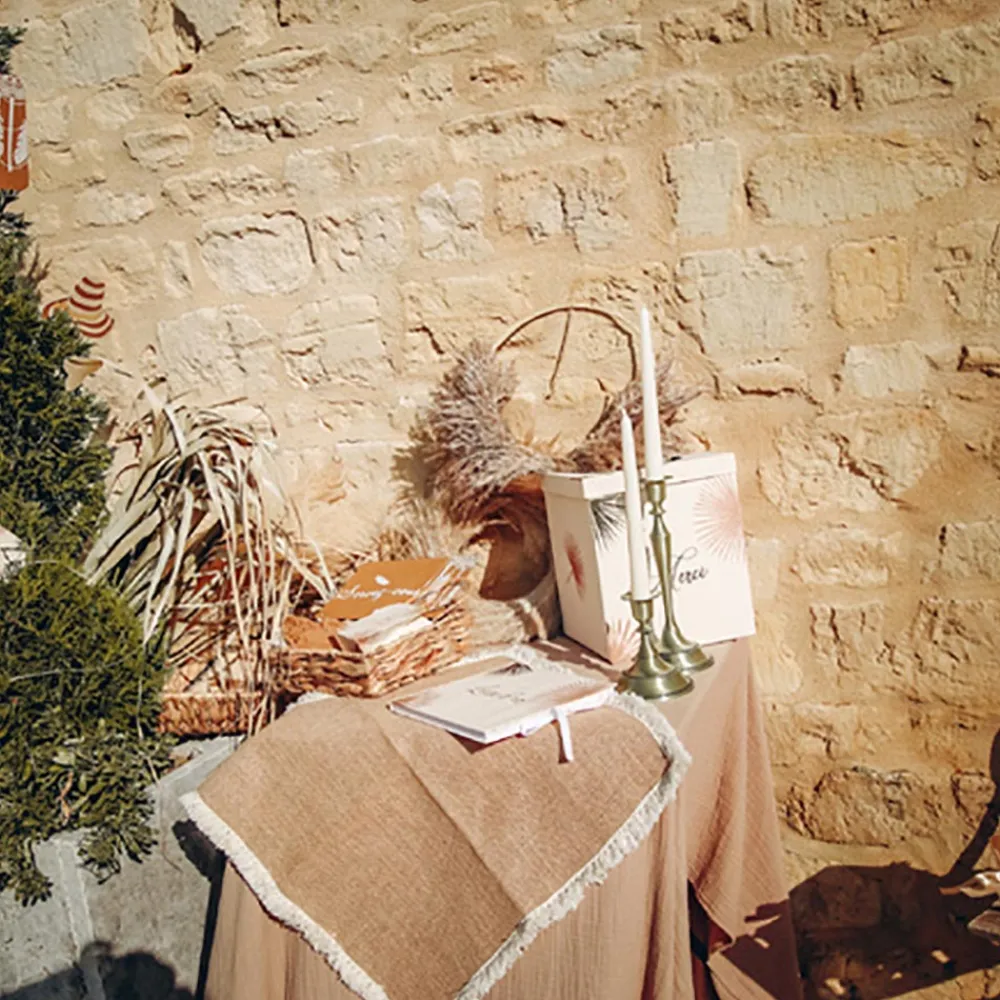 Outlet Arty Fêtes Factory Taupe Cotton Gauze Tablecloth