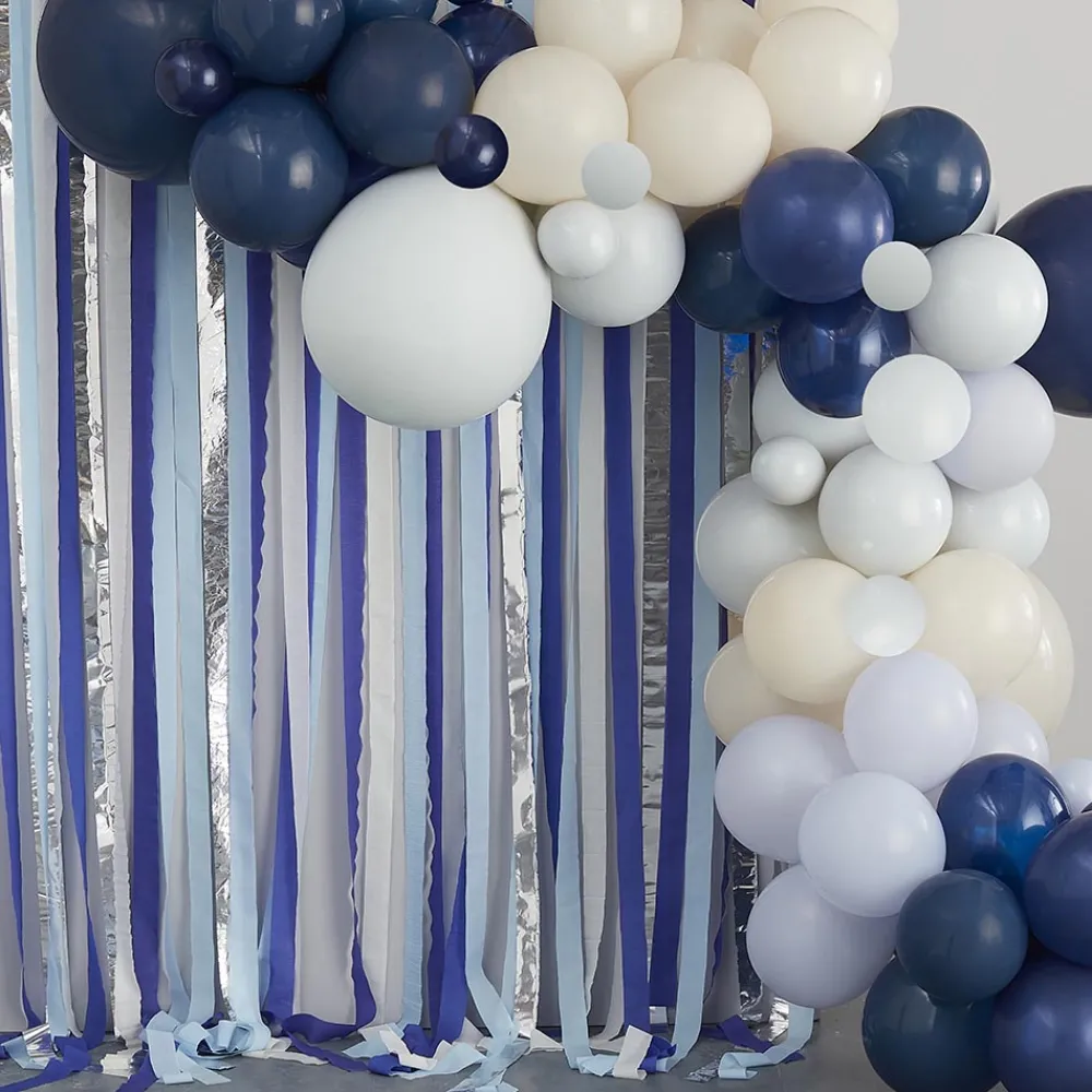 Clearance Ginger Ray Wall Decoration: Balloon Arch And Blue And Silver Crepons