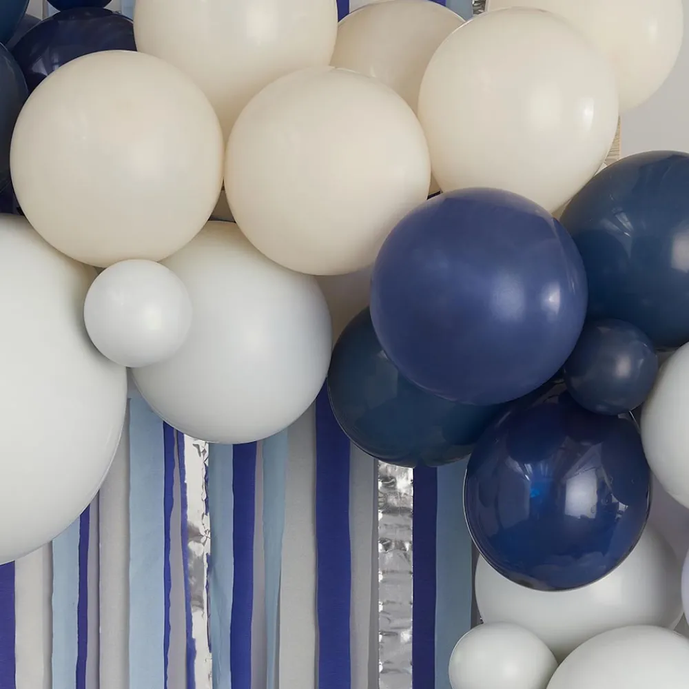 Clearance Ginger Ray Wall Decoration: Balloon Arch And Blue And Silver Crepons