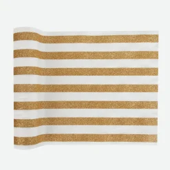 Fashion Arty Fêtes Factory White And Gold Velvet Table Runner