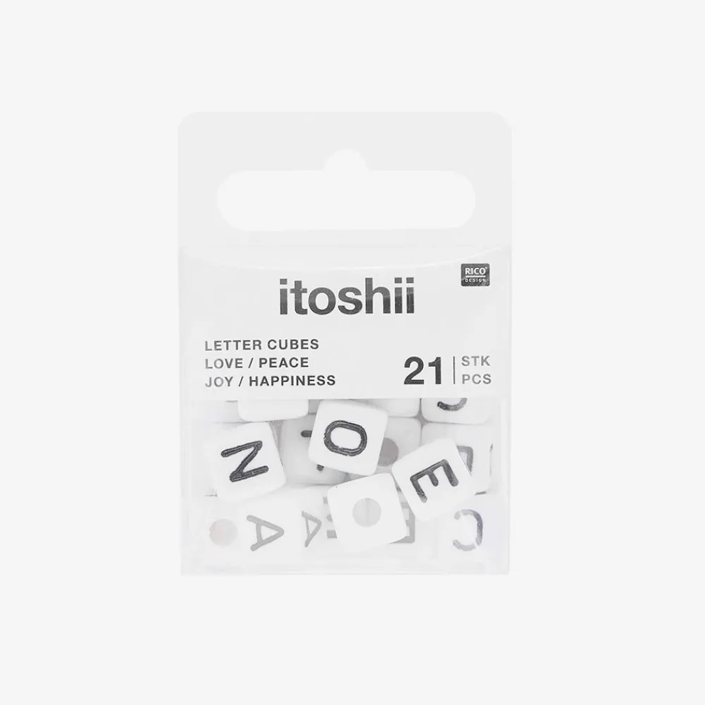 Sale Rico Design White Peace & Love Square Beads