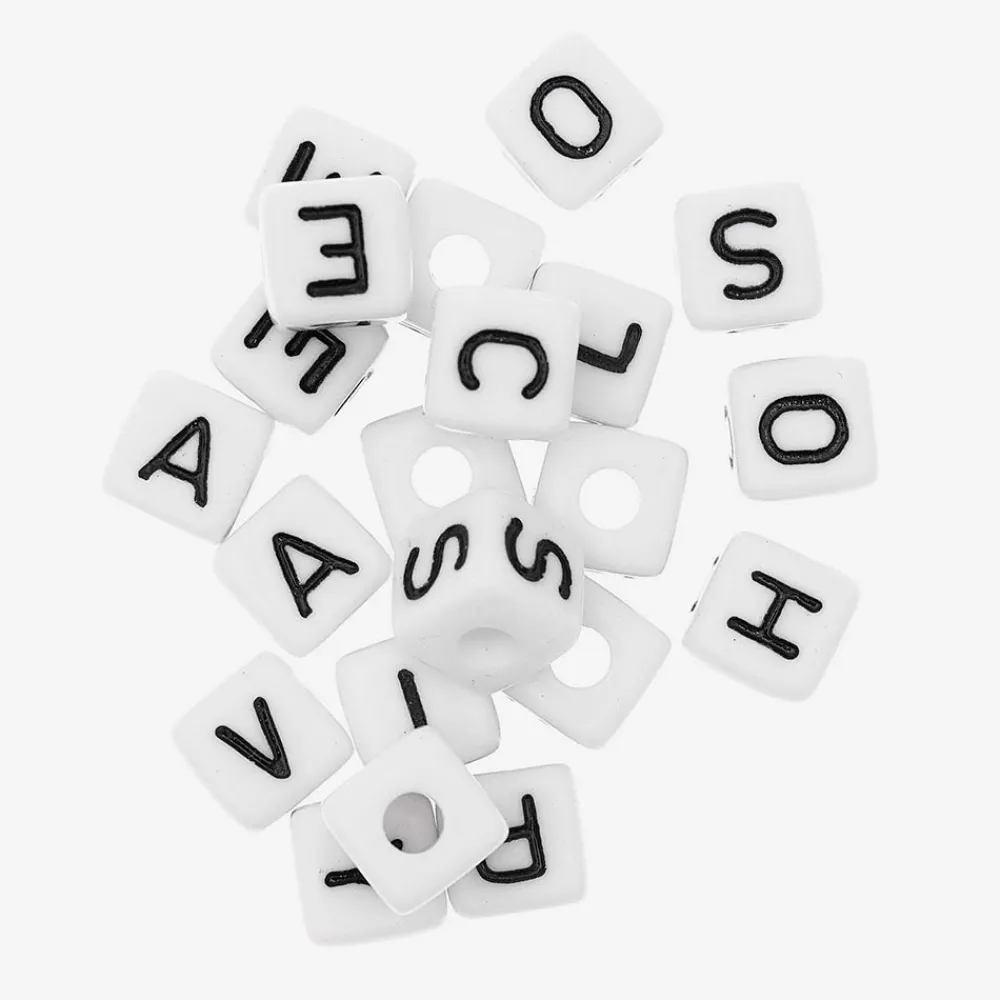 Sale Rico Design White Peace & Love Square Beads